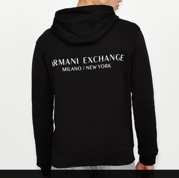 Armani Exchange Milano Hooded Sweatshirt Jacket Black Size Medium - Picture 11 of 13